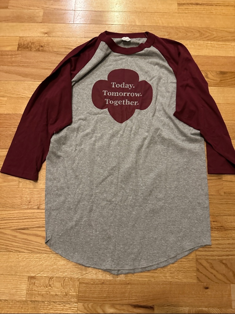 Today. Tomorrow. Together. Raglan Tee - Gray and Maroon
